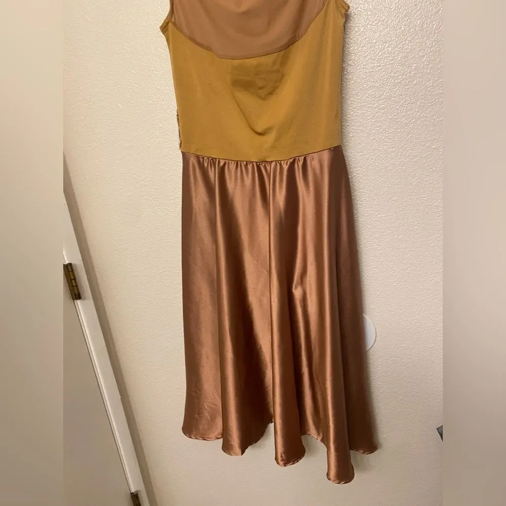 WEISSMAN Dance costume gold copper orange maxi dress Chasing Cars 13094 LA adult